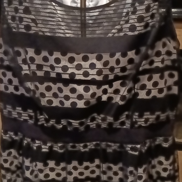 FINAL PRICE NWOT Jessica Simpson black/ white sheer polkadot dress w 20" zipper - Picture 5 of 16
